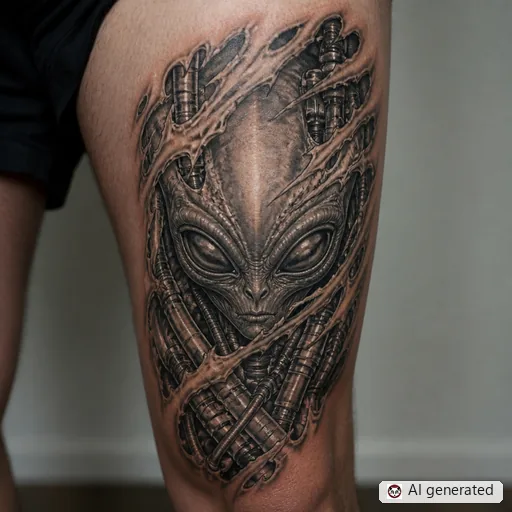 Alien tattoo design in Biomechanical style