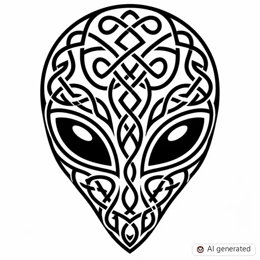 Disegno di tatuaggio Alieno in stile Celtico