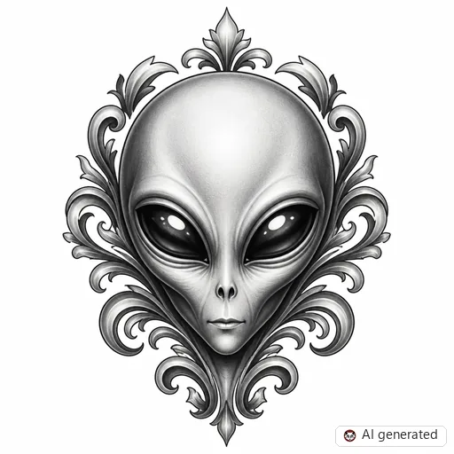 Alien-Tattoo-Entwurf im Stil Chicano