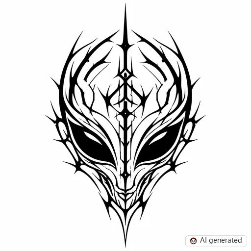 Alien tattoo design in Cybersigilism style