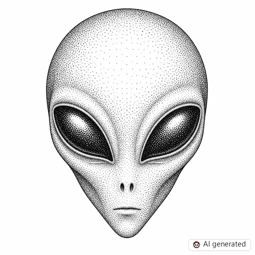 Alien tattoo design in Dotwork style
