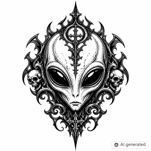 Disegno di tatuaggio Alieno in stile Gothic