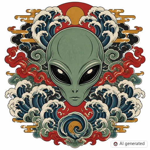 Alien-Tattoo-Entwurf im Stil Japanisch (Irezumi)