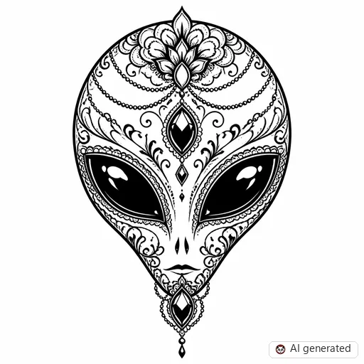 Alien tattoo design in Ornamental style