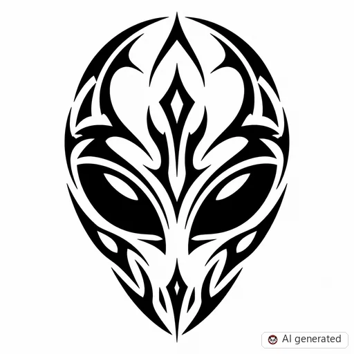 Alien tattoo design in Tribal style