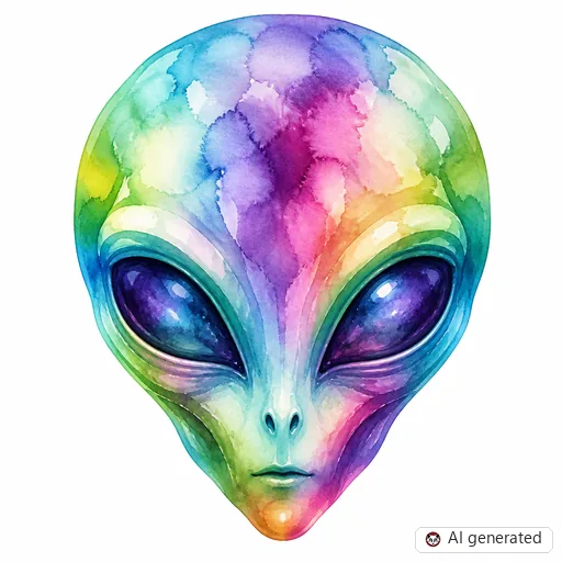 Alien tattoo design in Watercolor style