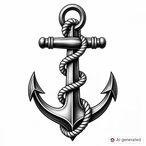 Anchor tattoo design in Black & Grey style