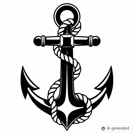 Anchor tattoo design in Blackwork style