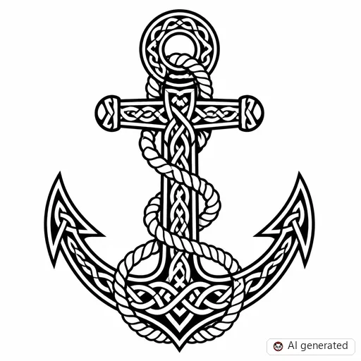 Disegno di tatuaggio Ancora in stile Celtico