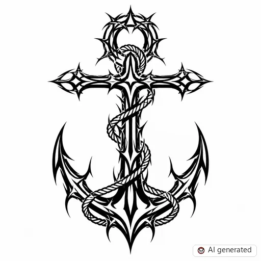 Anchor tattoo design in Cybersigilism style