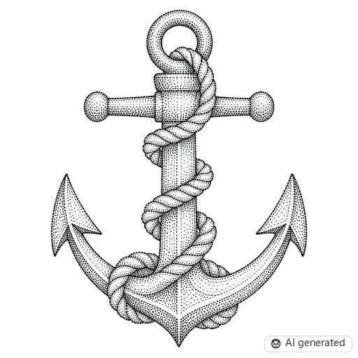 Anchor tattoo design in Dotwork style