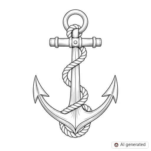 Anchor tattoo design in Fine-Line style