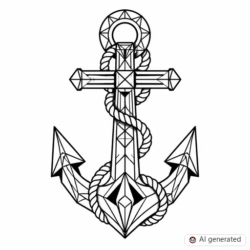 Anchor tattoo design in Geometric style