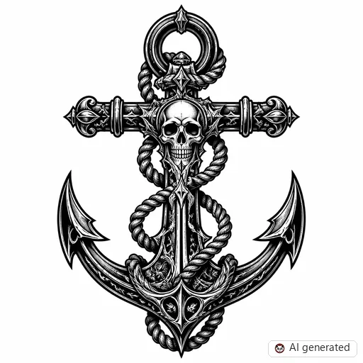 Disegno di tatuaggio Ancora in stile Gothic