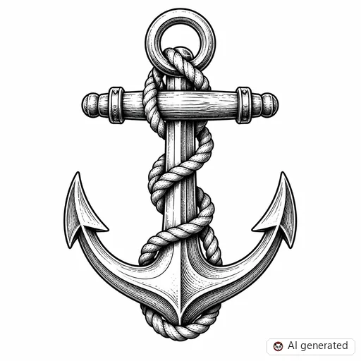 Anchor tattoo design in Illustrative style
