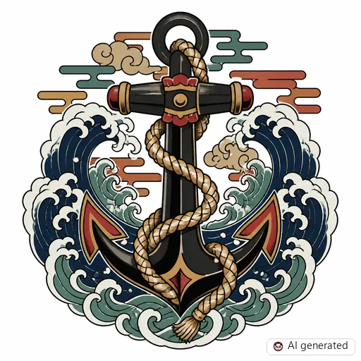 Anker-Tattoo-Entwurf im Stil Japanisch (Irezumi)