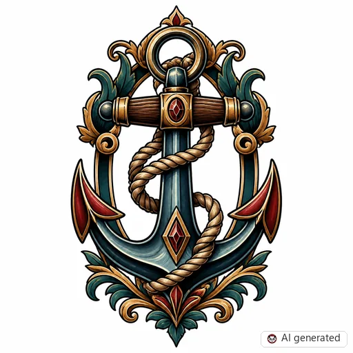Anker-Tattoo-Entwurf im Stil Neo-Traditional