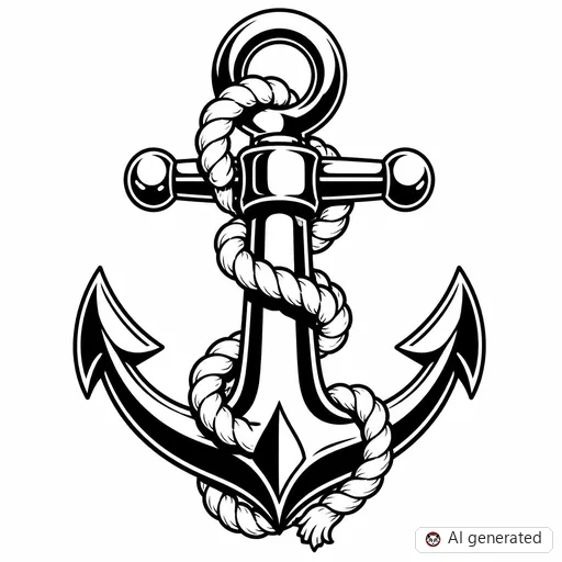 Anchor tattoo design in New School style