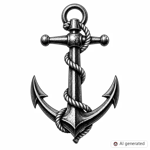 Anchor tattoo design in Realism style
