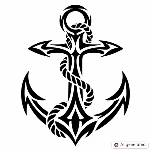 Anchor tattoo design in Tribal style