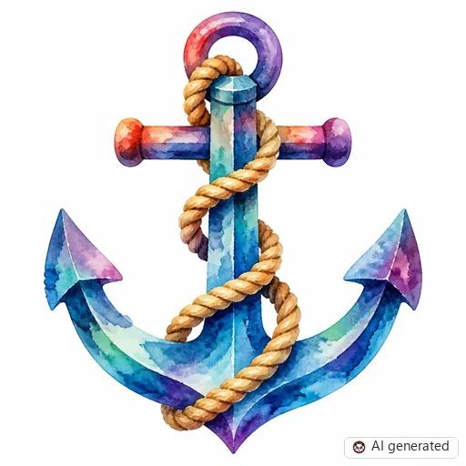 Anchor tattoo design in Watercolor style