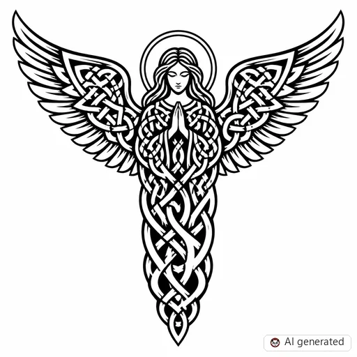 Disegno di tatuaggio Angelo in stile Celtico