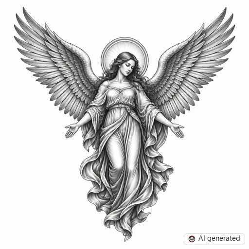 Engel-Tattoo-Entwurf im Stil Chicano