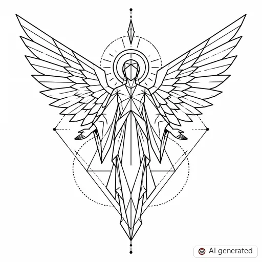Angel tattoo design in Geometric style