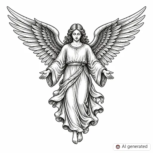 Angel tattoo design in Illustrative style