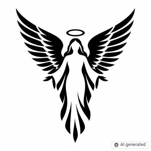 Engel-Tattoo-Entwurf im Stil Negative Space