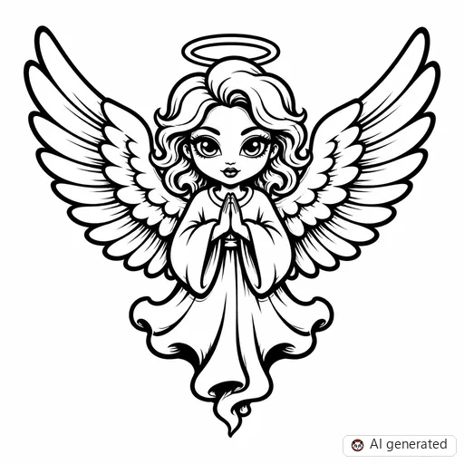 Angel tattoo design in New School style