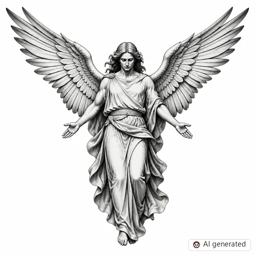 Angel tattoo design in Realism style