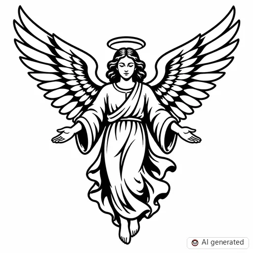 Angel tattoo design in Traditional style