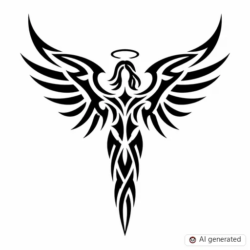 Angel tattoo design in Tribal style