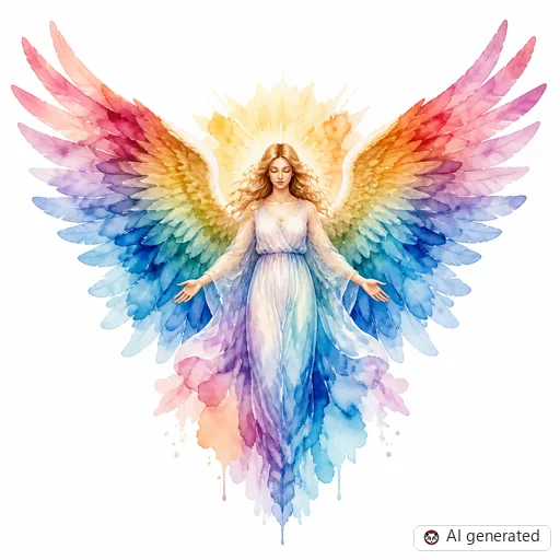 Angel tattoo design in Watercolor style