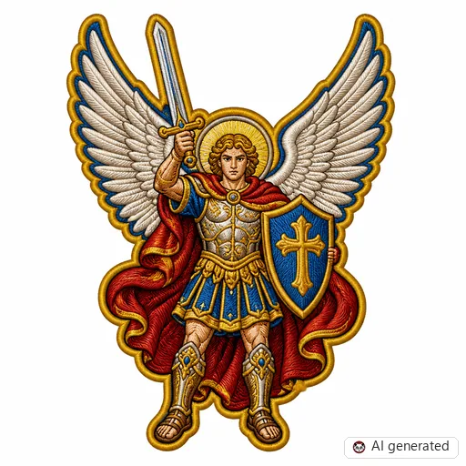 Diseño de tatuaje de Arcángel en estilo Bordado