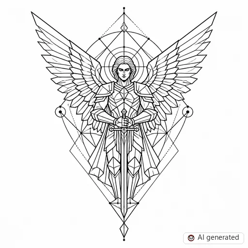 Archangel tattoo design in Geometric style