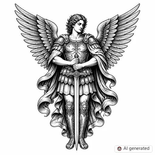 Archangel tattoo design in Illustrative style