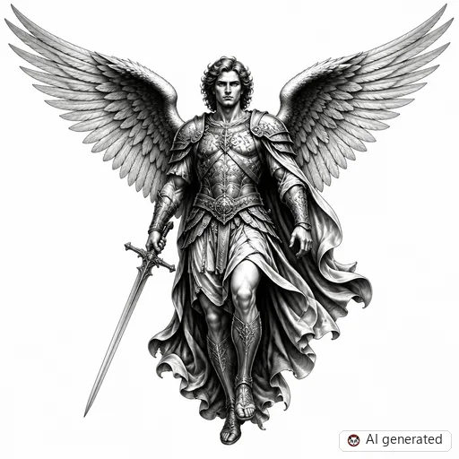 Archangel tattoo design in Realism style