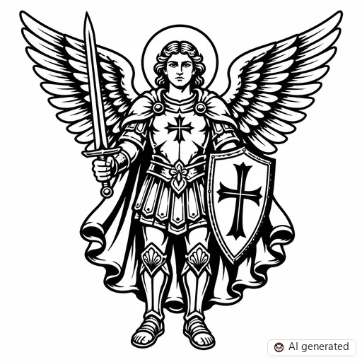 Archangel tattoo design in Traditional style