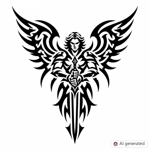 Archangel tattoo design in Tribal style