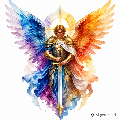 Archangel tattoo design in Watercolor style