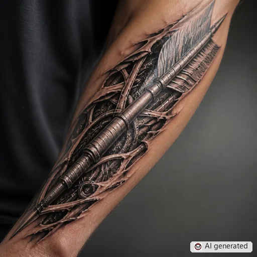 Arrow tattoo design in Biomechanical style