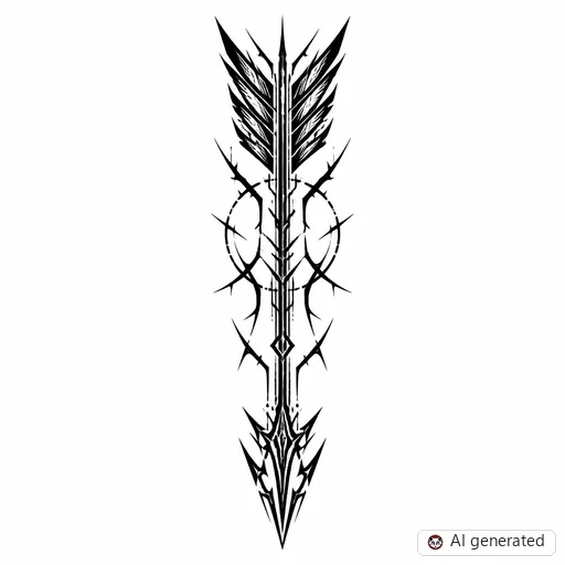 Arrow tattoo design in Cybersigilism style