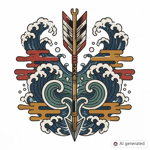 Pfeil-Tattoo-Entwurf im Stil Japanisch (Irezumi)