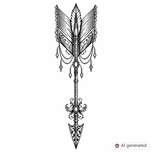 Arrow tattoo design in Ornamental style