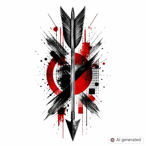 Arrow tattoo design in Trash Polka style