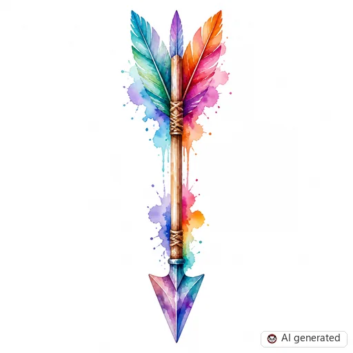 Arrow tattoo design in Watercolor style