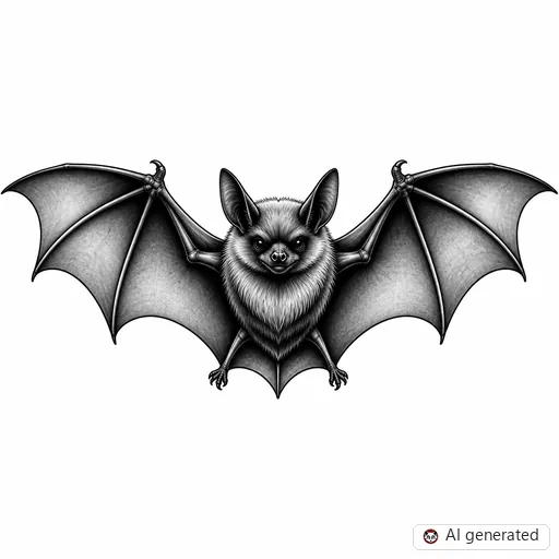 Bat tattoo design in Black & Grey style