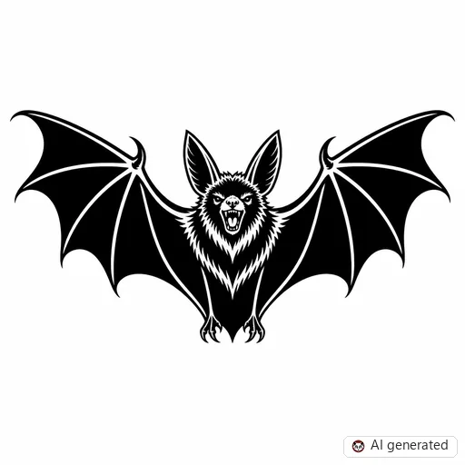 Bat tattoo design in Blackwork style